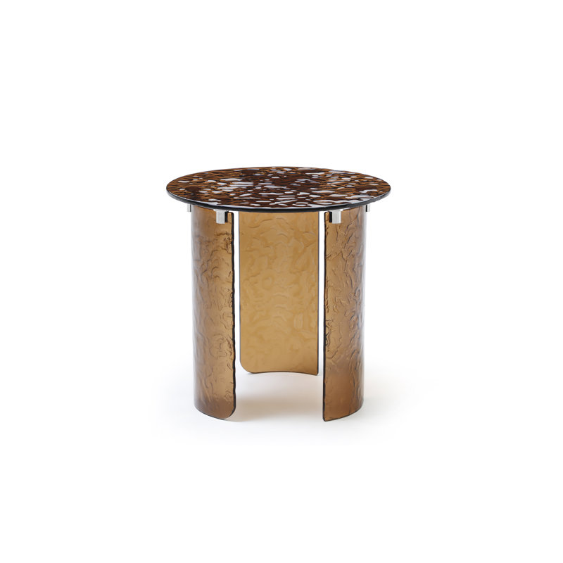 20" Bronze Glass Round End Table