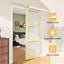 Porte de grange coulissante en verre massif givré à panneau pré-assemblé avec rail caché 3 lumières avec trousse de quincaillerie d'installation (fermeture en douceur incluse)-126116732-126116740-126557409
