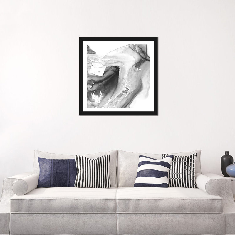 "Fumée & Water IV" par Ethan Harper, reproduction d’art, H 24 po x l 24 po x p 1 po, Papier encadré noir, Blanc