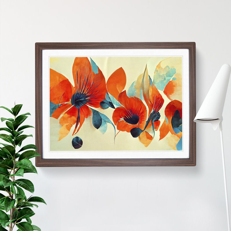 Flowers - Framed Print, 34cm H x 46cm W, Walnut Framed