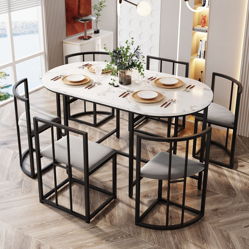 Damasa 6 - Person Dining Set, Black