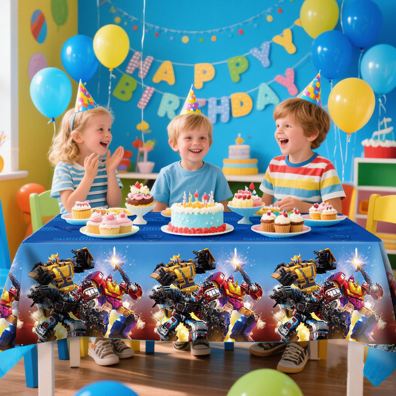 Fournitures de fête d'anniversaire Transformers, nappes 3 pièces Transformers