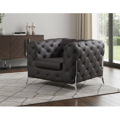  Fauteuil brun en cuir italien