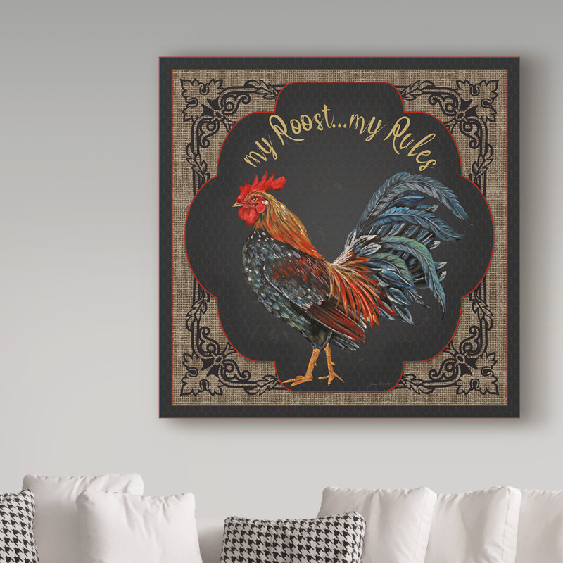 Rustic Framed Rooster Canvas Art in 35" x 35"