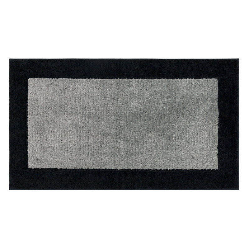 Tapis de bain géométrique en tricot Counterpoint Casual, L 24 po x L 40 po, Noir / Étain