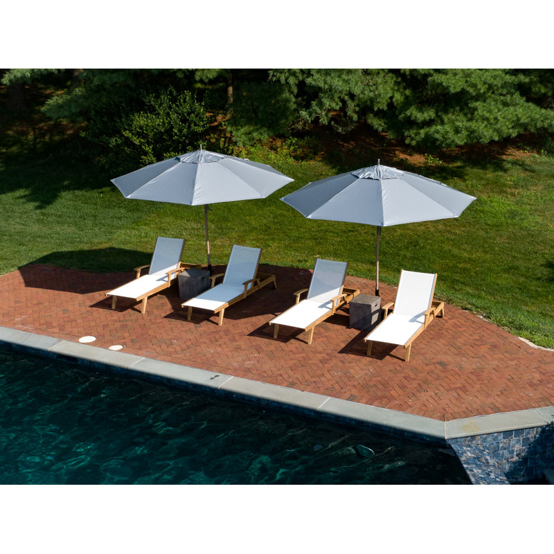 Bayhead Outdoor Teak Chaise Lounge, White