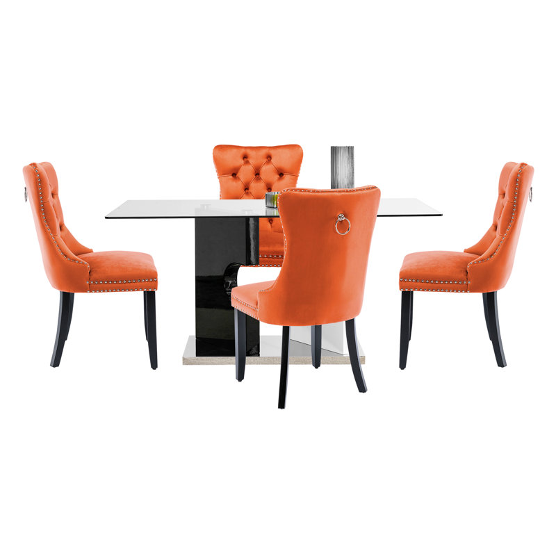 Fauteuil à oreilles Jacaree, Orange, Noir