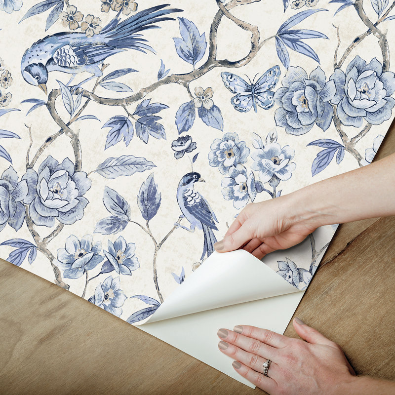 Papier peint adhésif aviaire bleu, Bleu