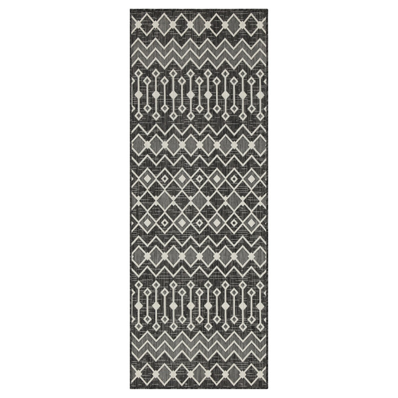 Anthracite 2 Ft. 7 In. X 7 Ft. 3 In. Indoor/Outdoor Area Rug, Runner 2'7" x 7'3"