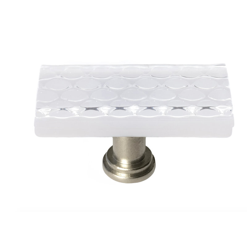 Poignée de tiroir de meuble décoratif texturé 2 po Texture Light Aqua, Nickel satiné, Turquoise clair