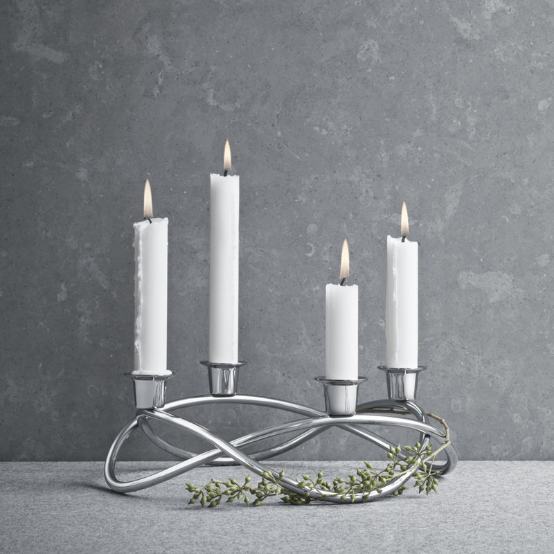 Season 3.54" Stainless Steel Tabletop Candelabra, Stainless Steel