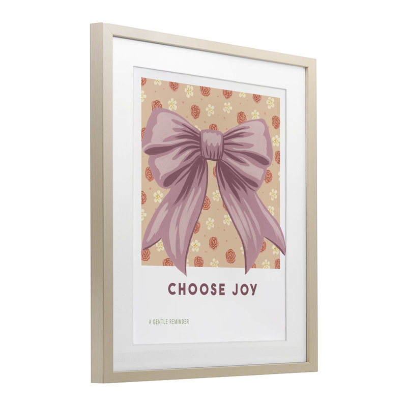 «Select Joy Bow» avec imprimé floral encadré sous verre, design par Courtney Haley, H 21 po x l 17 po