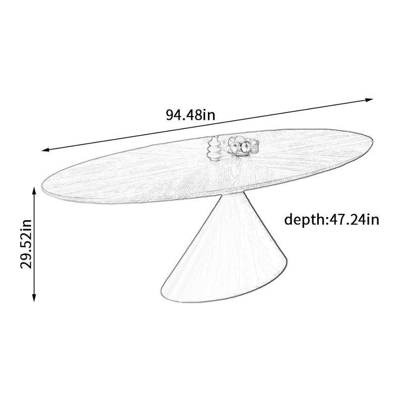 Table de modelage ovale Minimalist Design, H 29,52 po x L 94,48 po x l 47,24 po