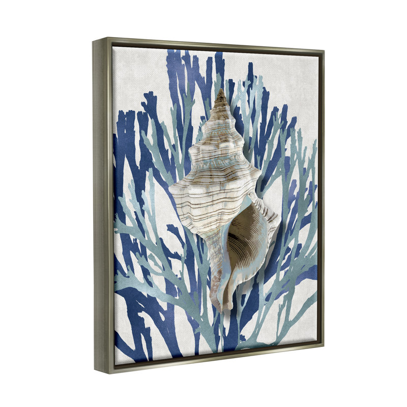 «Tower Shell Coral Blue Beach», art mural sur toile par Caroline Kelly, H 21 po x l 17 po x P 1,7 po