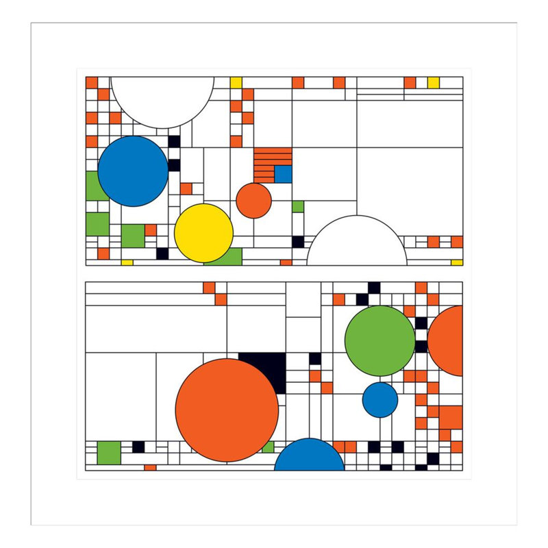 «Avery Coonley Playhouse» par Frank Lloyd Wright - reproduction d'art encadrée, H 24,22 po x l 23,5 po