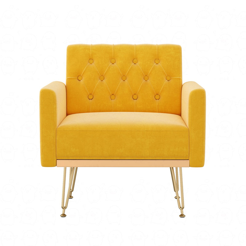 Chaises de lecture modernes capitonnées rembourrées, Orange, jaune