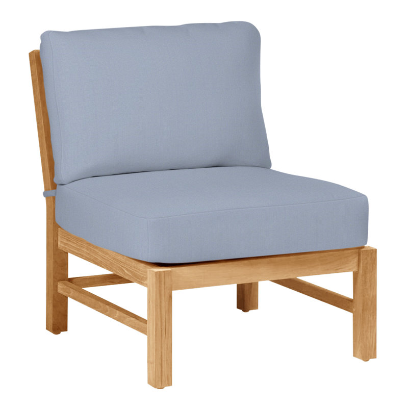 Fauteuil de chambre modulaire d'extérieur Club Teak, Pas de soudure, Argent Rollo, Teck naturel