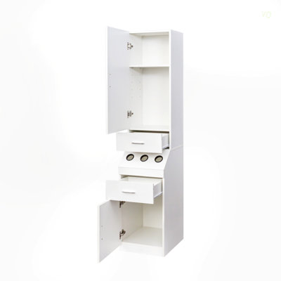 Salon Salon, postes de coiffeur avec tablette de rangement à 2 niveaux avec porte, armoire de rangement pour coiffeur avec 2 tiroirs, une grande armoire de rangement et 3 porte-outils chauds