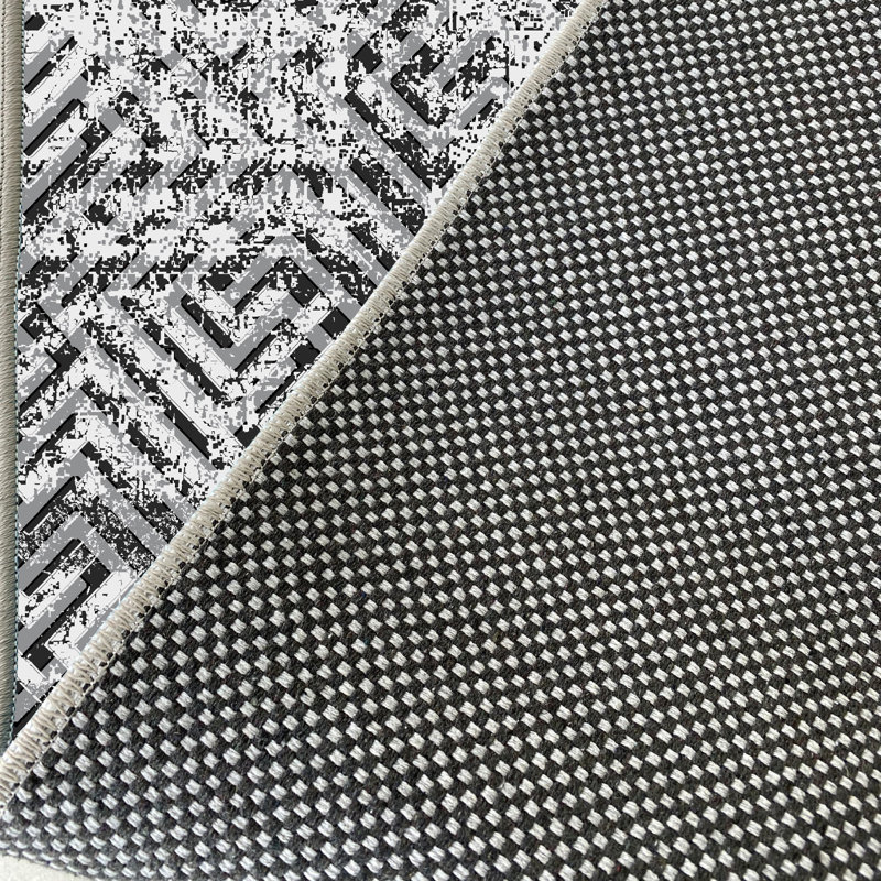 Tapis géométrique tissé à plat en coton noir / blanc Fralick, Tapis de couloir 4 pi 11 po x 21 pi 4 po