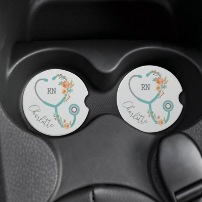 Metal Round 2 Piece Car Coaster Set