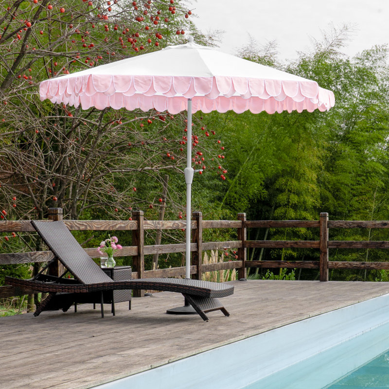 Parasol Adahir 108 avec contrepoids inclus, Blanc, Rose