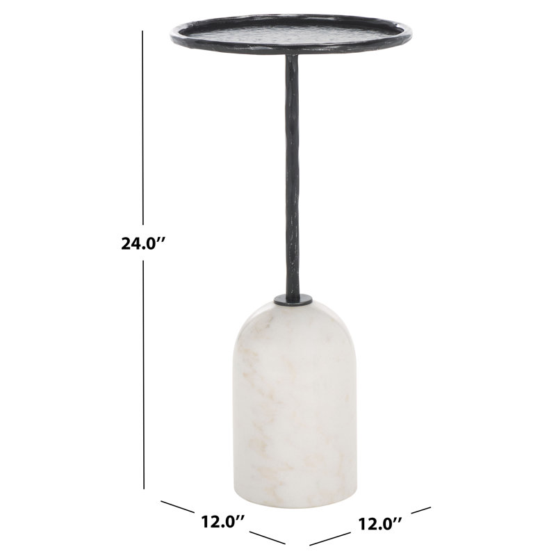 Tanyarose Metal And Marble Drink Table, Black/White
