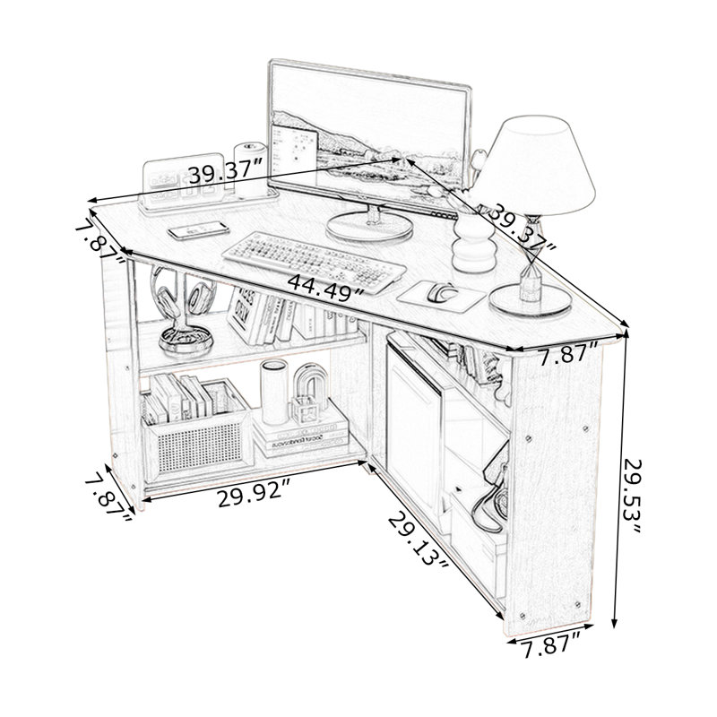Free Form Solid Wood desks, Burlywood, 29.53" H x 44.49" W  x 39.37" D