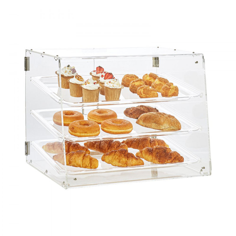 Pastry Display Case, 3-Tier Commercial Countertop Bakery Display Case