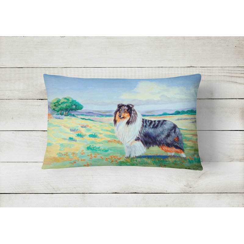 Collie Outdoor Reversible Throw Pillow