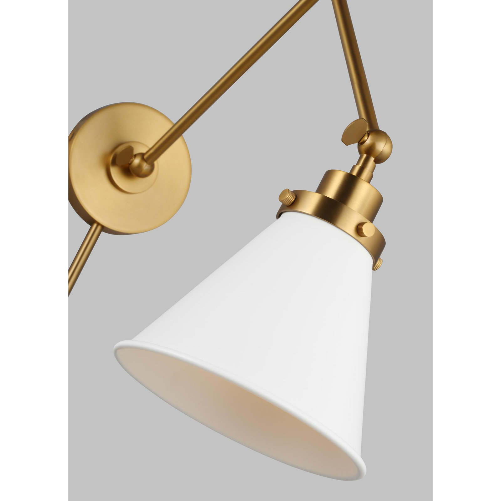 Single Light Dimmable Swing Arm Sconce, White, Gold
