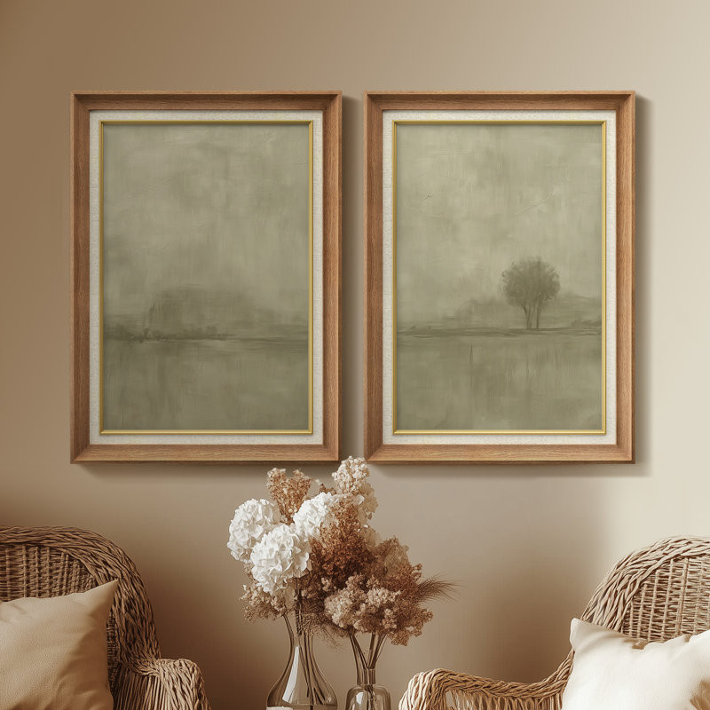 «Mute Minimal Horizon Soft», ensemble de 2 reproductions d'art murales encadrées de qualité supérieure sur papier 26 po x 36 po