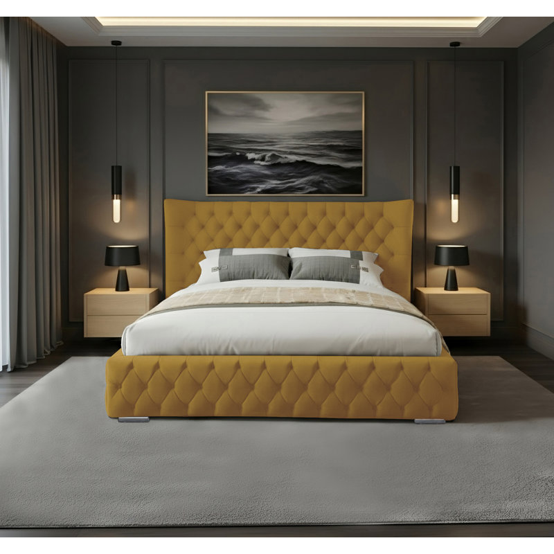 Achilleas Upholstered Bed, Turmeric, Kingsize (5')