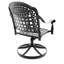 Chaises de jardin en fonte d'aluminium avec base pivotante, 2 pièces, structure noire, coussins de couleur aléatoire