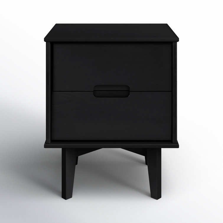 Mags Solid Wood Groove 2-Drawer Nightstand