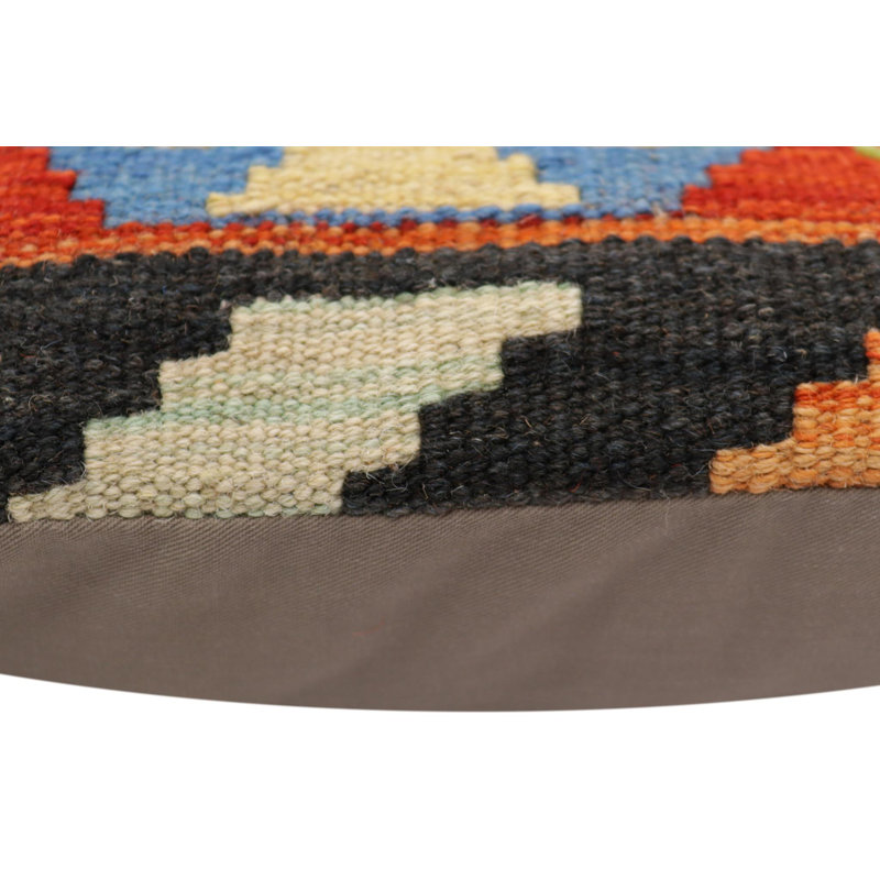 Coussin Boho Chic May, Rouille / bleu / noir / or, H 19 po x l 18 po