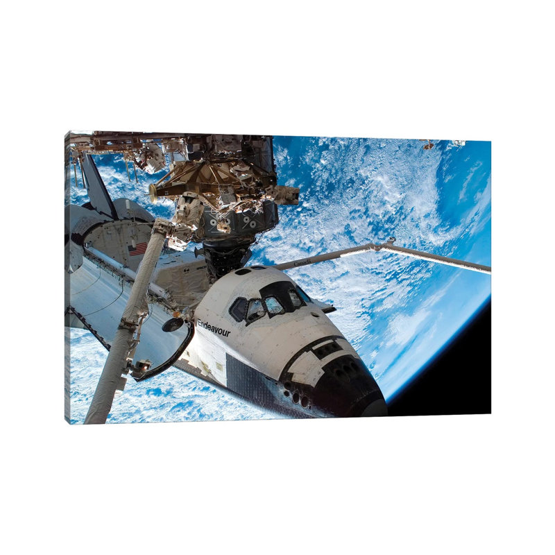 Space Shuttle Endeavour Docked to the Destiny Laboratory of the International Space Station 1 Piece Wrapped Canvas Wall Art