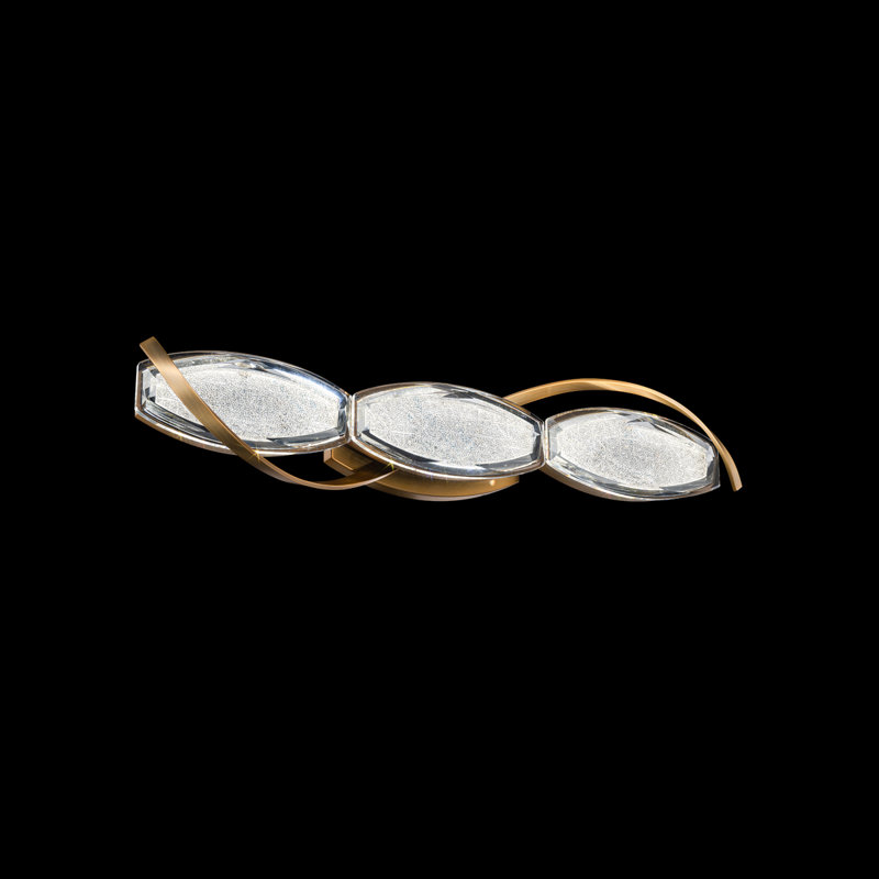 Bijoux 3 Light Crystal LED Bath Vanity & Wall Light, Aged Brass