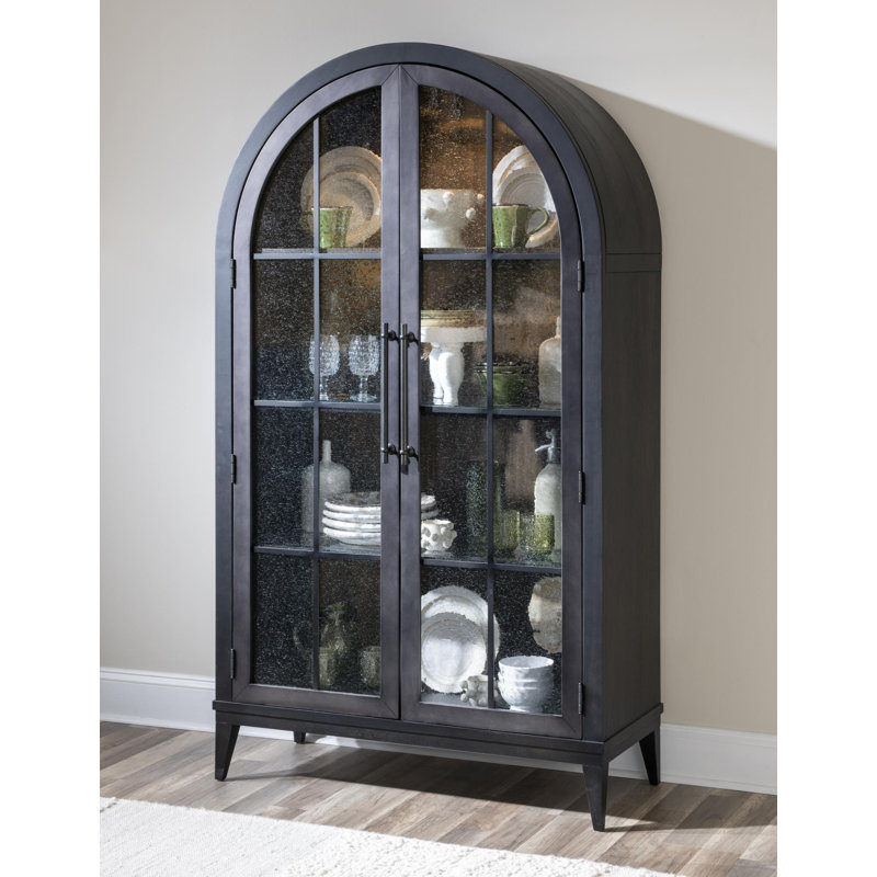 Artisan's Place Display Cabinet with Seeded Glass Doors and Lighting (3 Glass Shelves, 1 Wood Shelf)