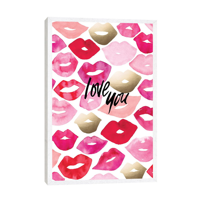 Valentine Lips by Sara Berrenson - Print on Canvas, White Framed, 152.5 cm H x 101.5 cm W