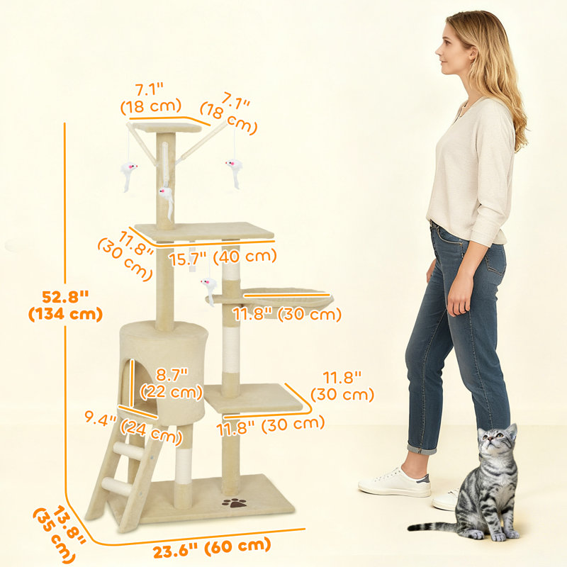 Arbre à chat en peluche 51,6 po