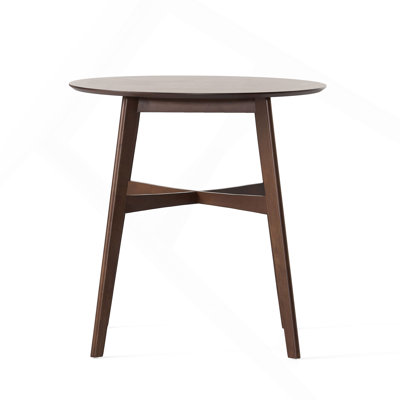 35.4" Round Wood Counter Height Dining Table, Mid-Century Modern Bistro Table with Rubberwood Legs