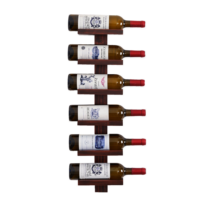 Mataia 6 Bottle Solid Wood Wine Bottle Rack, Walnut