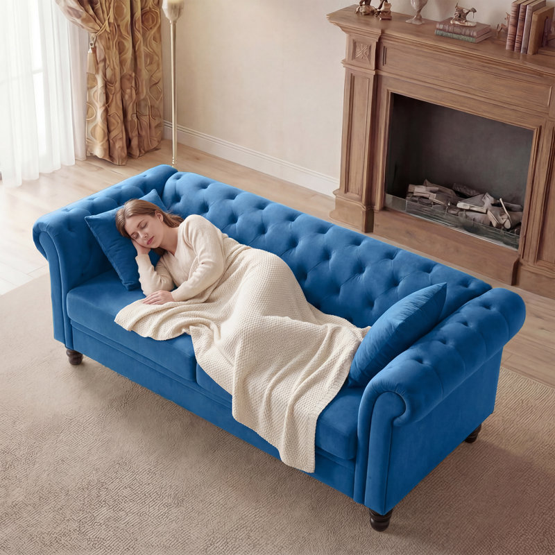 Canapé Chesterfield Fynlie, Bleu