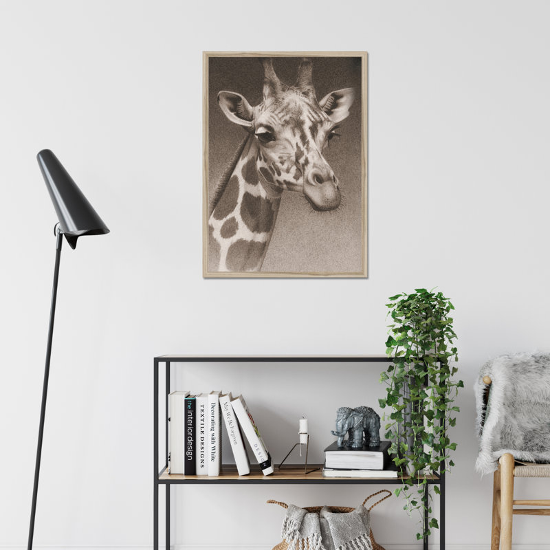 Jean The Giraffe (P) by Robert L. Caldwell, Jr. - Print, 80cm H x 55cm W, Natural Wood Framed Paper Print