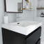23,6 po X P 19,7 po P x 22,4 po Meuble-lavabo mural simple H noir avec plateau en résine blanche