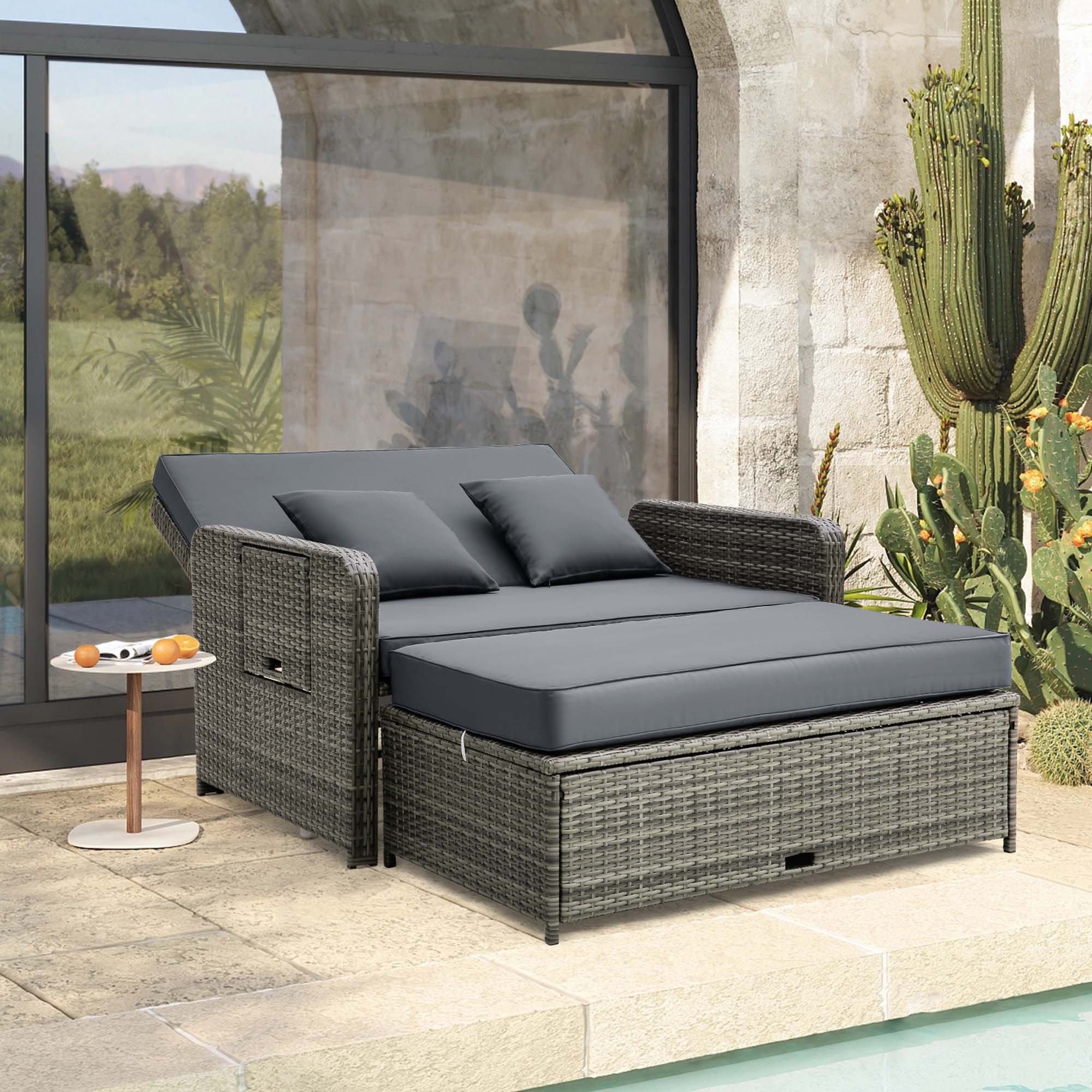 Outdoor Rocking Daybed Ebern Designs Ferrum 67'' Wide Outdoor Reversible Patio Daybed with ...