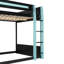 Lit superposé double pleine grandeur avec bureau RVB surdimensionné monté sur le côté, ports de charge USB et œillet à câble, bande lumineuse à DEL, structure de loft Esports robuste-131126715