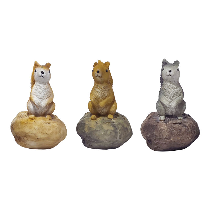 Ensemble de 3 décorations de printemps en résine Happy Squirrel