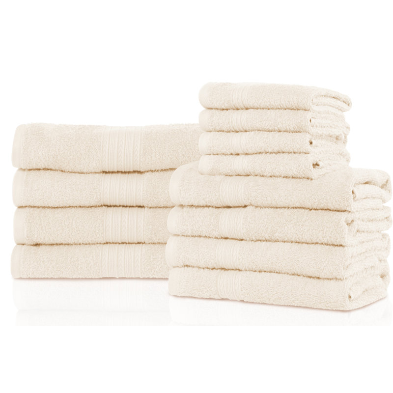 Ensemble de serviettes 100% coton durables, Ivoire ivoire