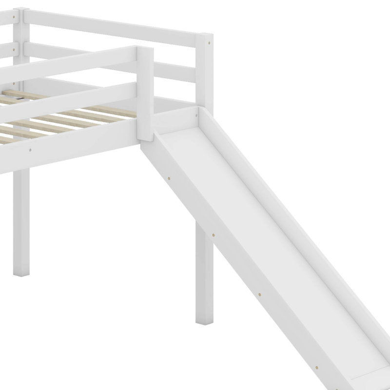 Structure de lit simple avec glissade Loft, Blanc